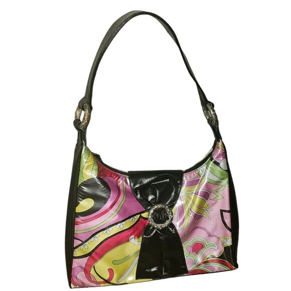 Millie Bags Multicolor Floral Print Handbag With Black Strap - Picture 10 of 16